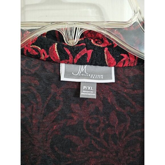JM Collection Floral Cardigan Set Petite X-Large Red Black Holiday Whimsigoth - Picture 4 of 6